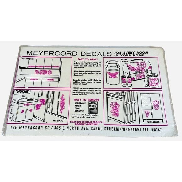 NOS Vintage 1970s Meyercord Decal Puppy Dogs Yarn Flowers Kawaii Kitschy FLAW - Picture 5 of 7